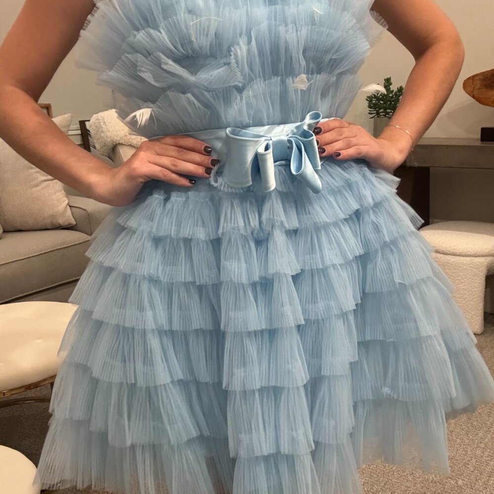 Light Blue Ruffles Cocktail Dress